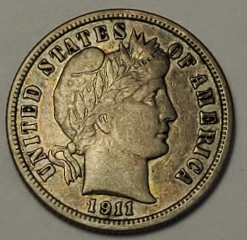 Nicer Low Mintage extremely fine++ 1911 P Barber Liberty Dime