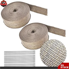 2Pcs 20Ties 2" × 50ft Titanium Header Turbo Pipe Manifold Exhaust Heat Wrap Tape