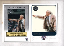Rollie Massimino 2001 Fleer Greats of the Game Coach's Corner Insert + Base
