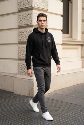Unisex  Anti Stock Car Club  Small Graphic Black Hooded Sweatshirt Automotive