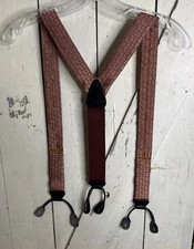 trafalgar suspenders braces Silk, Leather Buttons Maroon/salmon/gray Diamonds Y