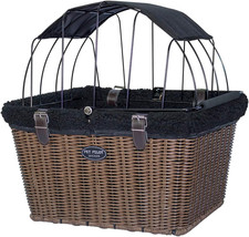 Pet-Pilot MAX Wicker Bike Basket for Dogs/Cats - Includes Wire Cage Top W/Sun Sh