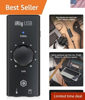 Robust USB-C Guitar Recording Interface - 24-bit Quality for iOS & Windows Users