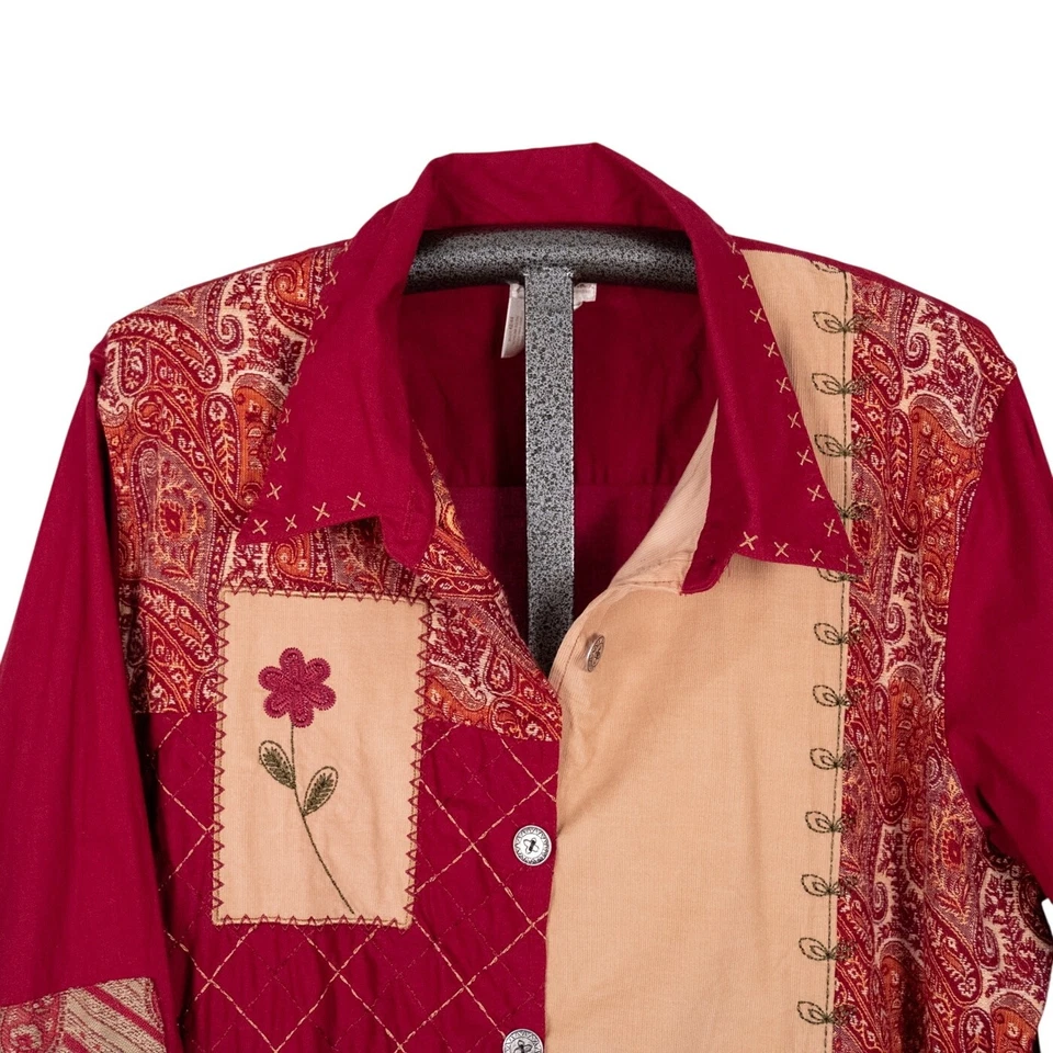 Top bordado con retazos para mujer talla 22W-24W colorido cachemir flor de cabaña Foto 4 de 4