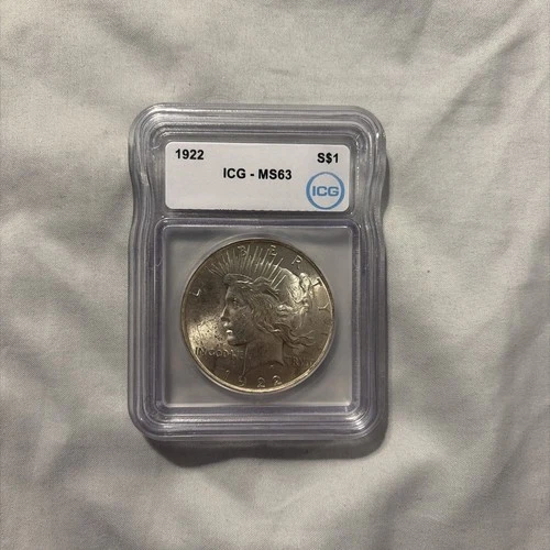 1922 MS63 90% Silver Peace Dollar ICG