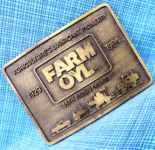 Farm Oyl 55th Comm Promo Belt Buckle Agri Lubricants Vtg 105 LE 1984 .MMR524