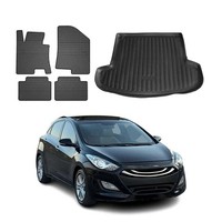 FußMatten & Kofferraumwanne Set FüR Hyundai I30 Kombi 2012-2016 Gummi Schwarz 5X