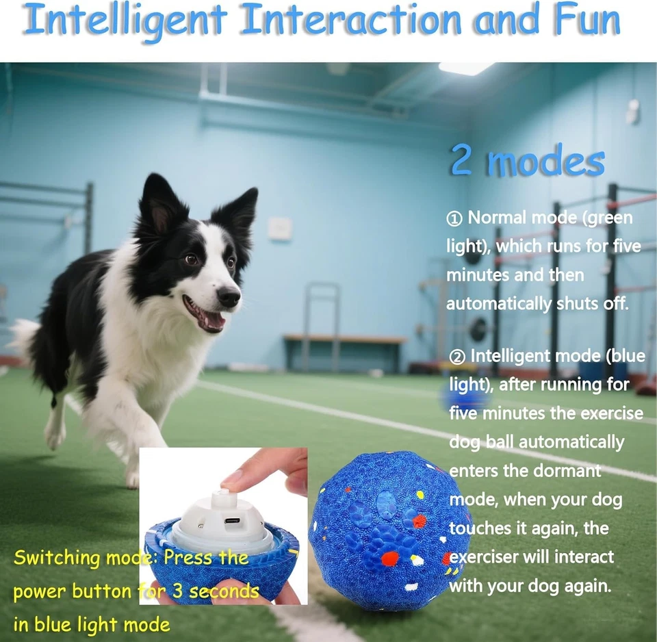 Self-Moving Interactive Dog Toy Ball 2 Modes Automatic Rolling, USB Rechargeable - Image 2 of 4