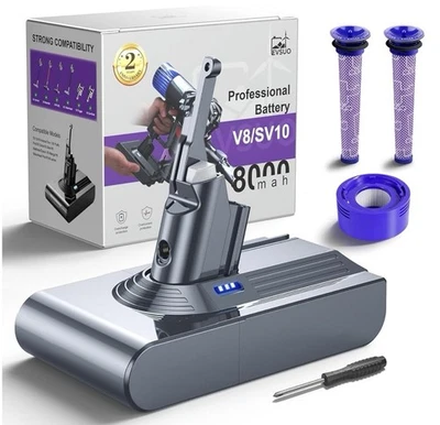 EVSUO 8000mAh Replacement Battery for Dyson V8 Animal/Absolute/Motorhead