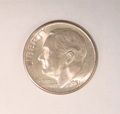 1951-S Roosevelt Silver Dime Semi-Key Date Gem Uncirculated BU