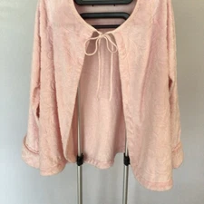 Vintage Robe Womens Large Pink Short Sleepwear Cardigan Swing Lounge Retro