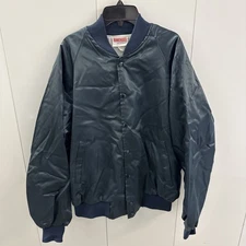 Vtg Hartwell Navy Blue Mens Large 42/44 Nylon Snap Lined USA Post Malone Cowboys