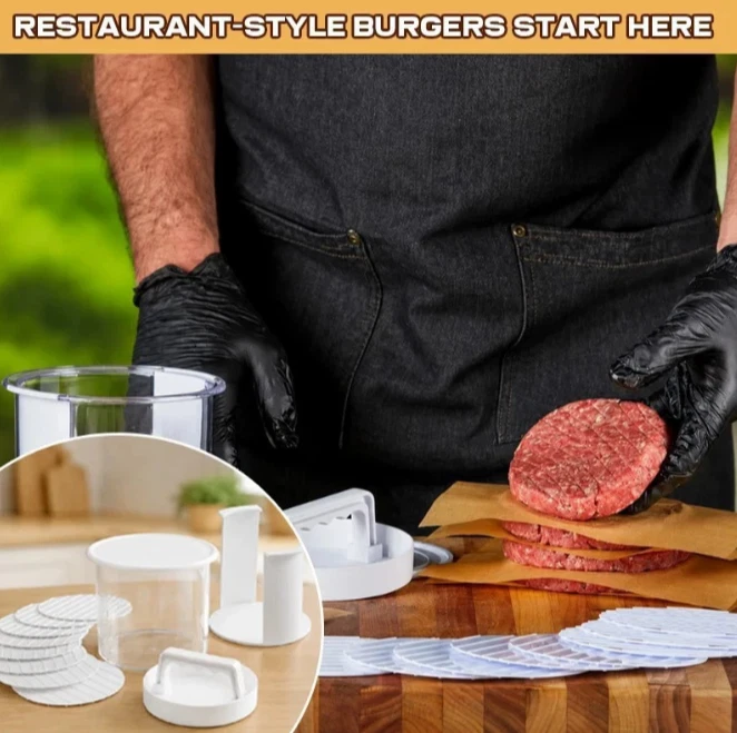 Máquina para hacer hamburguesas, hamburguesas caseras fáciles - prensa y contenedor, multicapa antiadherente