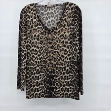 Vtg Cache Top Small Black Leopard Print Studs Mob Wife Maximalist