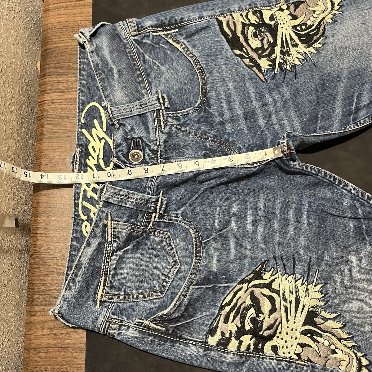 Ed Hardy Jeans Vintage Y2K Japan Tiger Dragon Denim Baggy 36