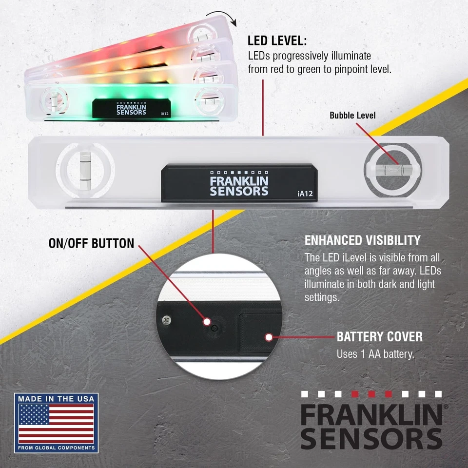 Franklin Sensors Light Level/Digital, Electronic, 12-inch Magnetic Torpedo Level - Image 2 of 4