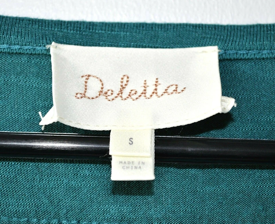 Anthropologie Deletta Size S Green Long Sleeve Open Weave Top - Image 3 of 4