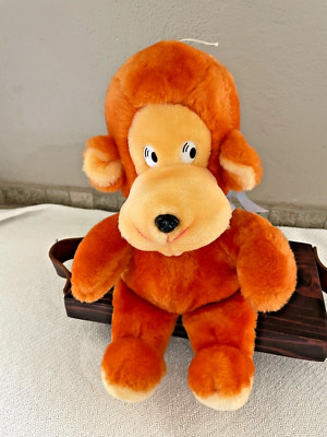Vintage Animal Toy Brand Plush Orange Monkey Bear 15'' 1985 Plastic Eyes Clean