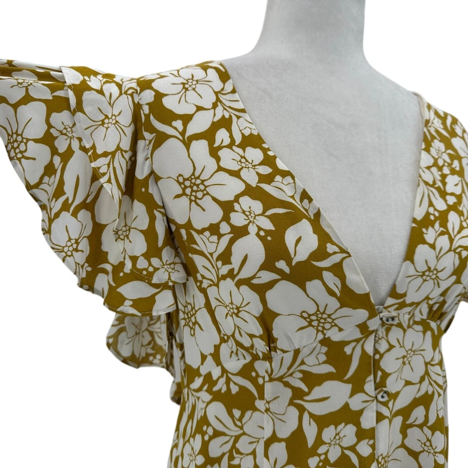 Mini Vestido Tularosa Marshall Mujer Pequeño Caléndula Floral Amarillo Mostaza Foto 3 de 4