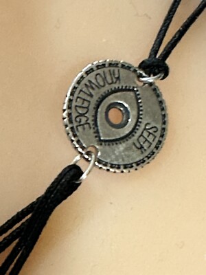 Sterling Silver Seek Knowledge Evil Eye Kindred Cord Bracelet 6”