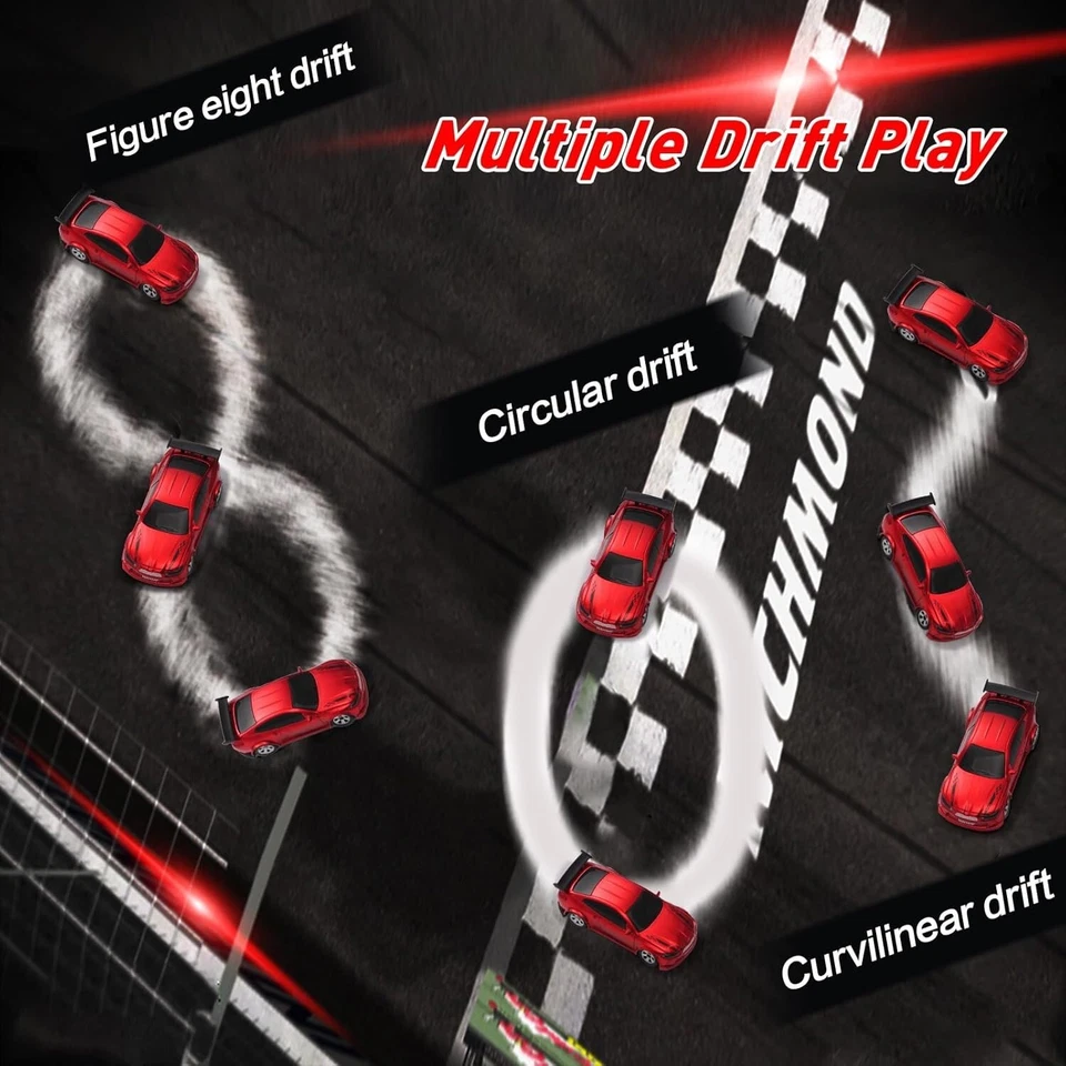 1/64 Drift RC Car Mini 2.4Ghz Racing Drift Remote Contrl Sportscar Model Toy Red - Image 4 of 4