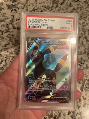 PSA 9 MINT 2021 Pokemon Evolving Skies UMBREON V #188 Full PSA 9 MINT 2021 Pokemon Evolving Skies UMBREON V #188 Full