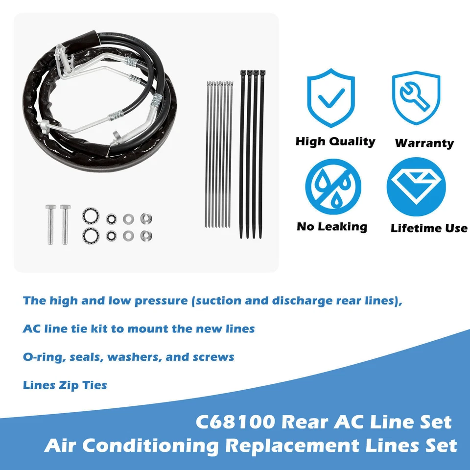 C68100 Rear/Aux AC Lines for 2012-2019 Dodge Caravan & Chrysler Town and Country Foto 4 de 4