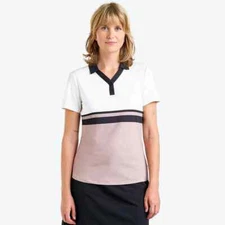 Nivo SAMARA White DESERT SHORT SLEEVE Ladies LARGE golf polo shirt NEW NWT