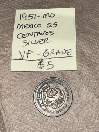 1951-mo mexico 25 centavos silver Coin