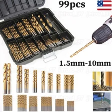 99pcs Drill Bit Set HSS Titanium Twist Drill Bit Set for Wood Plastic Aluminum