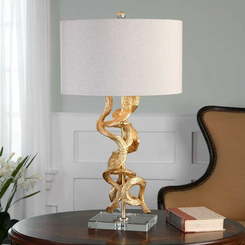 TWISTED MODERN FARMHOUSE 29" BRIGHT GOLD LEAF VINES TABLE LAMP UTTERMOST 27113 - Picture 1 of 3