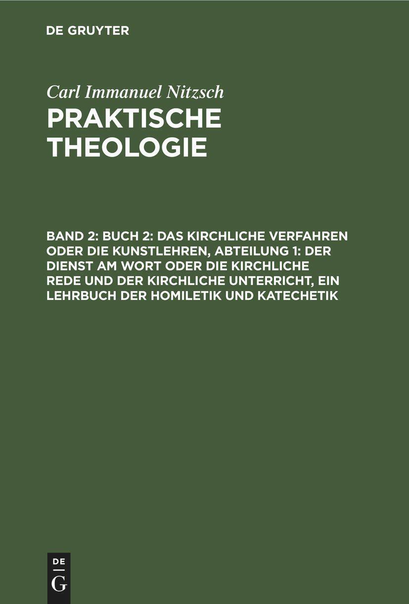 Carl Immanuel Nitzsch | Buch 2: Das Kirchliche Verfahren Oder Die...