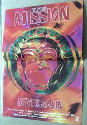 THE MISSION - NEVER AGAIN PROMO POSTER -GOTH ROCK POST PUNK WAYNE HUSSEY RARE - Image 1 of 3