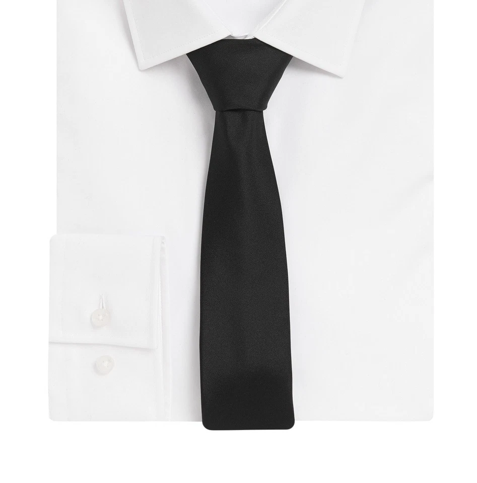 HUGO BOSS Made in Italy SOLID Black Silk CLASSIC TIE - Image 2 of 2