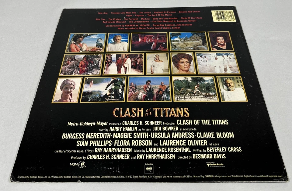 CLASH OF THE TITANS SOUNDTRACK LP RECORD VINYL 1981 COLUMBIA JS 37386 Foto 2 de 4