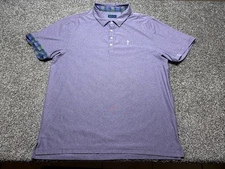 William Murray Polo Shirt Mens XL Heather Purple Tartan Trim Stretch Golf Preppy