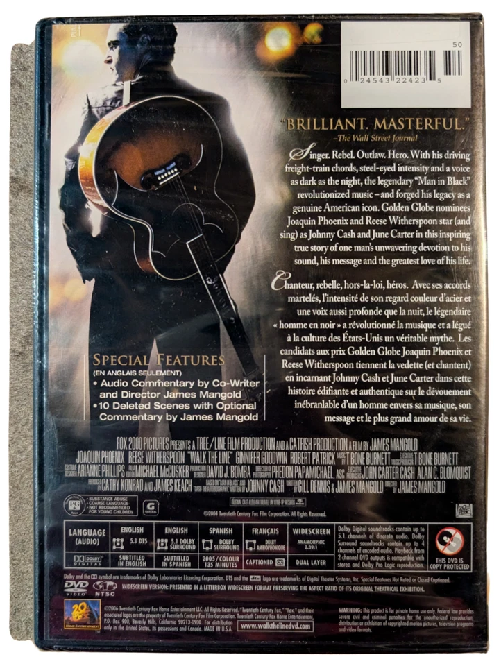 Walk the Line (DVD, 2005, Widescreen) Joaquin Phoenix & Reese Witherspoon - Image 2 of 2