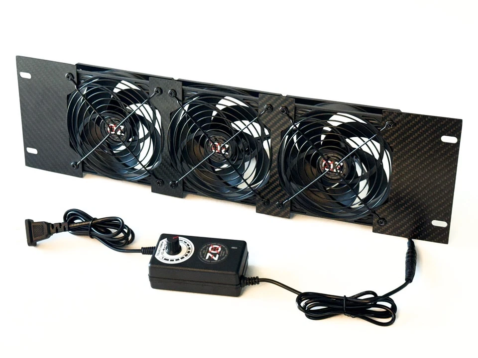 3U Rackmount Cooling Exhaust Fan Panel Quiet High-Airflow 19" Server AV Cabinet - Image 3 of 4