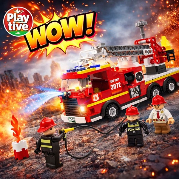 Playtive Clippys Set M Feuerwehr Leiterwagen Mit Figuren & ZubehöR-image