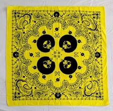 Tasty Puff Bright  Bandana Scarf Yellow & Black Paisley Afro Smoking Company