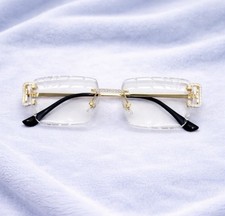 Moissanite rimless glasses white tint GRA certified