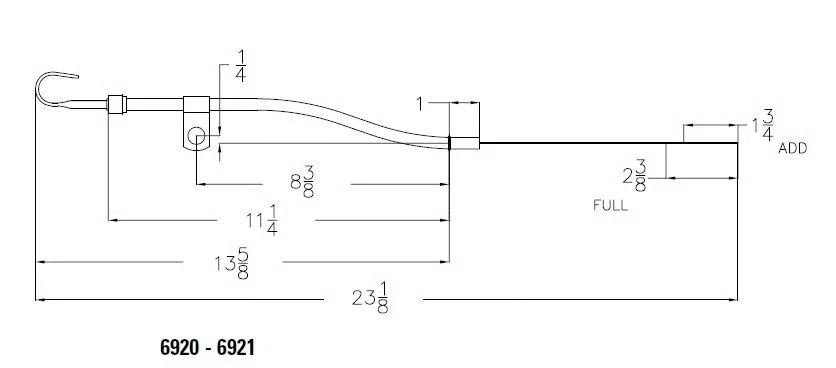 Varilla y tubo de medición de aceite de motor Mr. Gasket 6921 - Cromo Foto 2 de 2