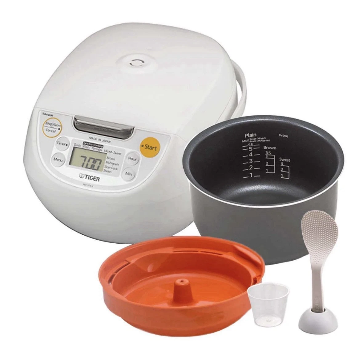 Tiger Micom Rice Cooker and Warmer 5.5 Cup Japanese White with Accessories NEW