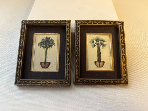 Dollhouse Miniature "Lynn Whisenant" Pair 1999 Artisan Framed Palm Tree Prints