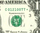 ** STAR ** $1 1999 ((AU)) Federal Reserve Note ** PAPER CURRENCY