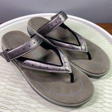 OrthoFeet Womens Gaya Sandals Flip Flops Metallic Thong Flats Slip-On Sz.9B