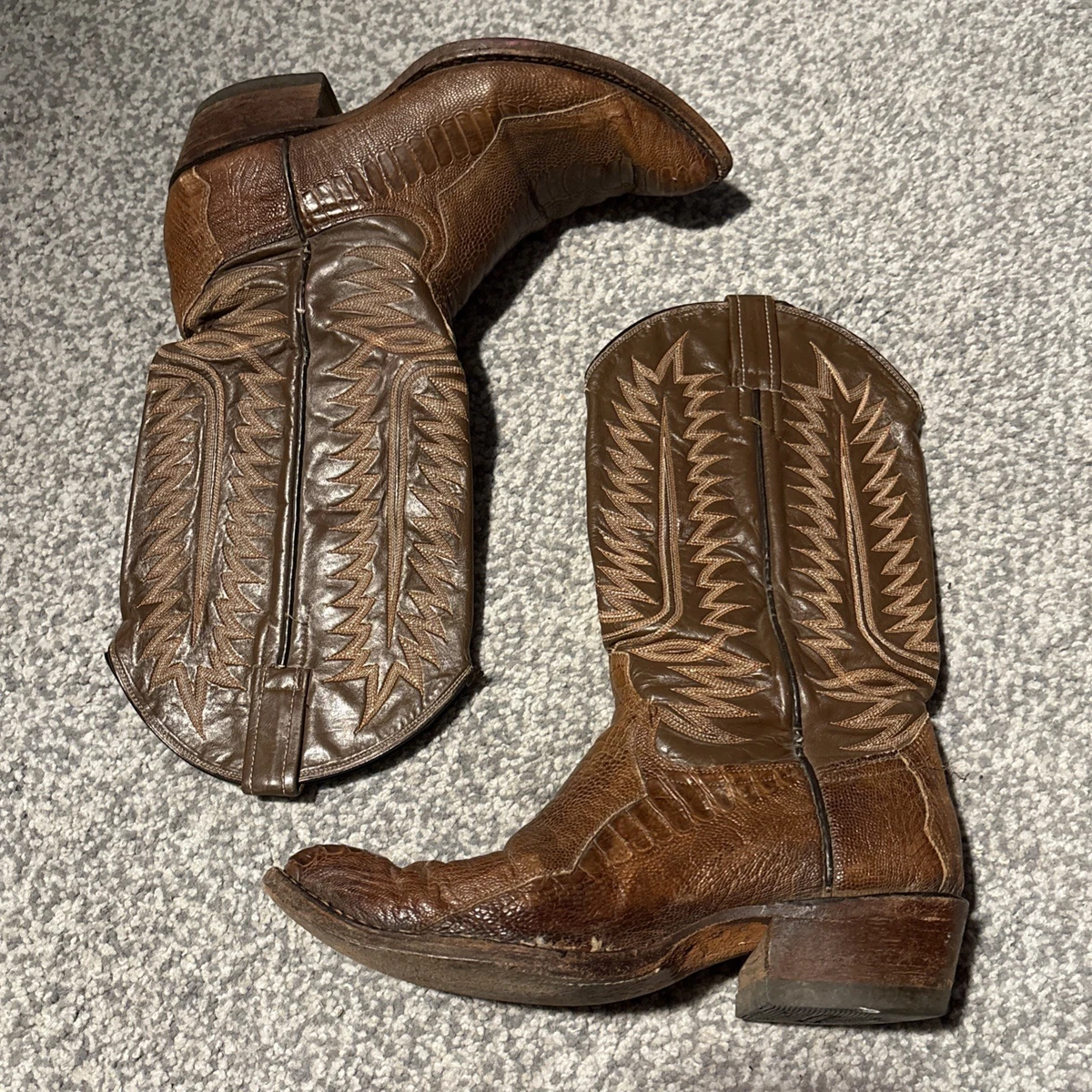 Amazonas Brown Snakeskin Print Leather Western Boots Wide EE Men\'s 8 Brazil MENS Brown PYTHON Snake Faux Leather Pointed Toe Cowboy  main image 4