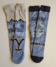 YellowStone Logo Mini Series Unisex Boots Socks 2pair Blue/lite Blue Sz Med
