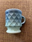 Vintage Anchor Hocking Fire King Blue Coffee Cup Mug Kimberly Diamond Pattern
