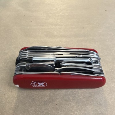 Red Stainless Steel Multi-Tool Knife 15+ Functions Ergonomic Handle Corkscrew